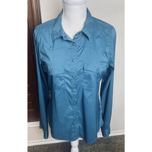 Women’s Rank 45 Pearl Snap Western Shirt. Deep Teal Green sz M cowgirl